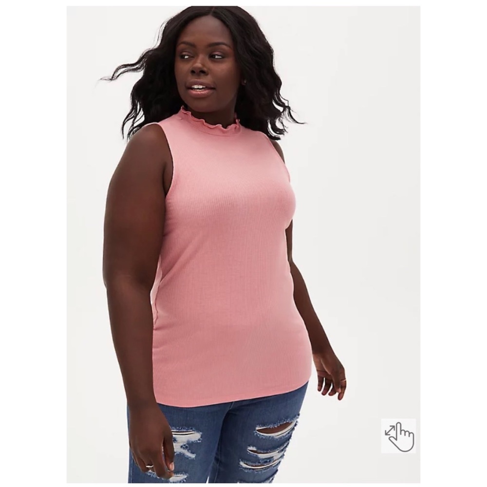 NEVER WORN Torrid 3 Pink Rib Mock Neck Tank